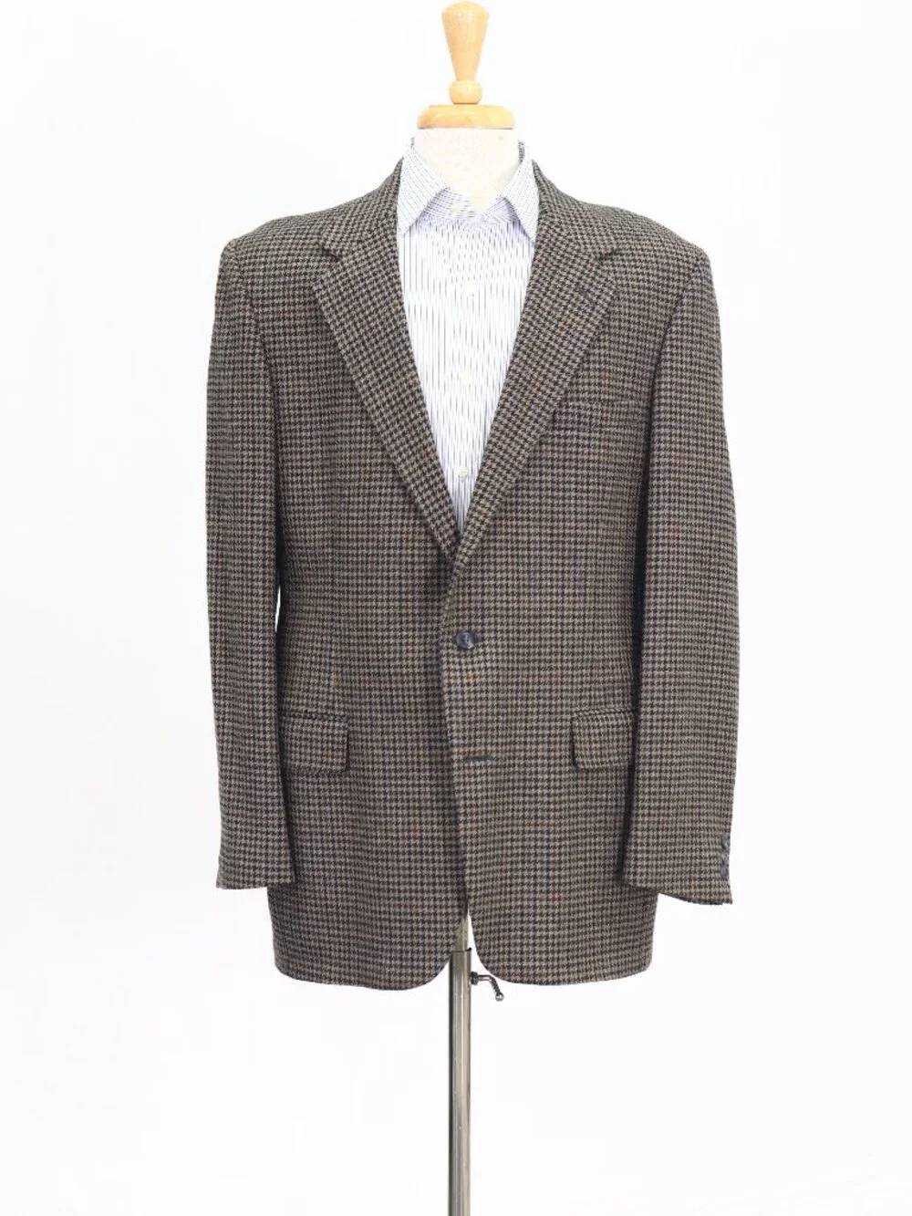 Orvis 42L Brown Blazer Sport Coat Jacket 2-Button Houndstooth W885